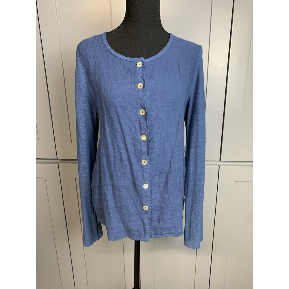 Cut Loose tunic shirt Small Button Up Long Sleeve Lagenlook loungewear cotton